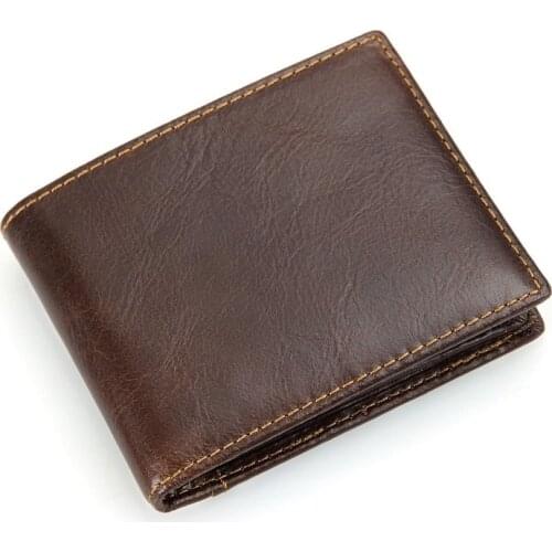 Casual Mens Wallet Leather Solid Color Wallet Mens Leather Bi-fold Short Wallet Credit Card Holder Business Mens Wallet