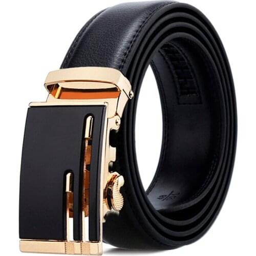 Men Belt High Quality Cow Genuine Leather Belts for Men New Arrival Gold Automatic Buckle Male Strap Metal Buckle Cowhide