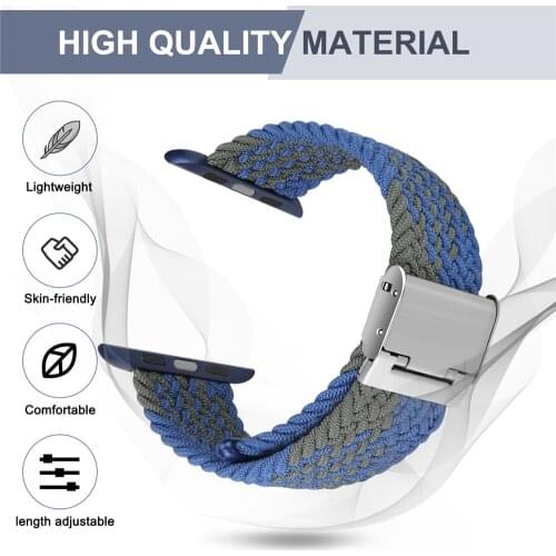 Solo Loop Band for Apple Watch SE 6 5 4 3 Strap Nylon WristBand for iwatch 38/40/42/44mm Bracelet Adjustable Braided Watchband