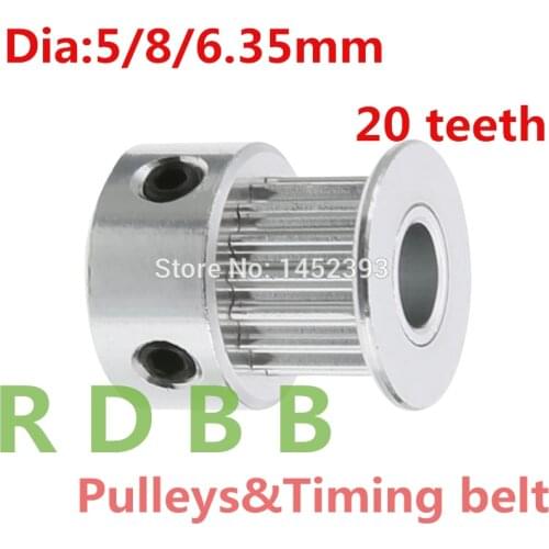 GT2 Timing Pulley 20 teeth Bore 5mm 6mm 6.35mm 8mm for Width 6mm GT2 synchronous belt 2GT Belt pulley 20teeth 20T