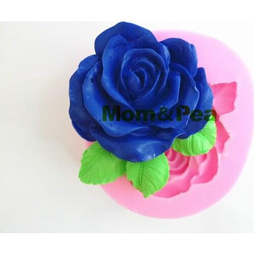 Mom&Pea 0003 Free Shipping Rose Shaped Silicone Soap Mold Cake Decoration Fondant Cake 3D Mold Food Grade Silicone Mould
