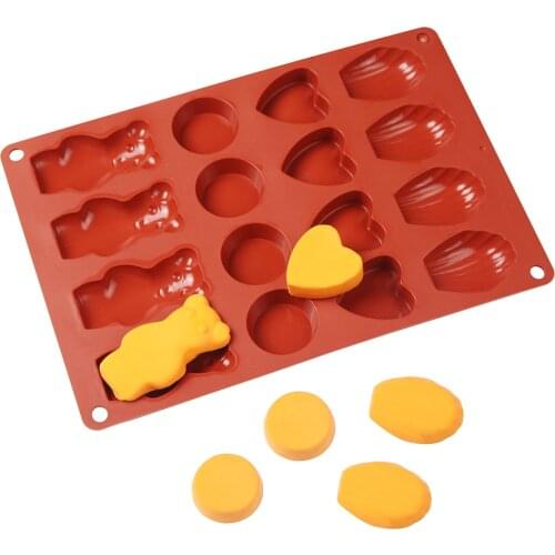 New 16 Cavity Heart Madeleine Shell Silicone Cake Mold Cookies 3D DIY Handmade Kitchen Baking Tools Decorating Mousse Making