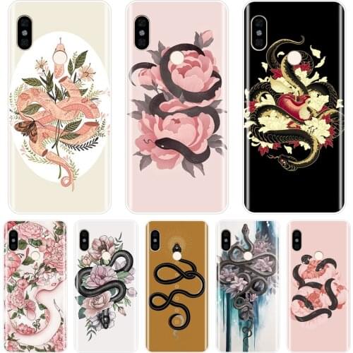 Phone Case Silicone For Xiaomi Redmi S2 6A 5 Plus 4A Snake Flower Back Cover For Pocophone F1 Redmi Note 4 4X 5 5A 6 Pro Prime