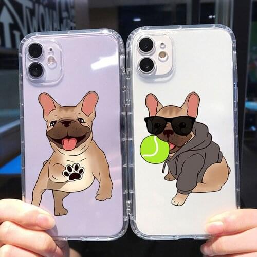 Cute Pug Funny French Bulldog Phone Case For iphone 12 PRO 11 Pro Max XR XS MAX X 6 6S 7 8 Plus SE 2020 Shell Silicone TPU COVER