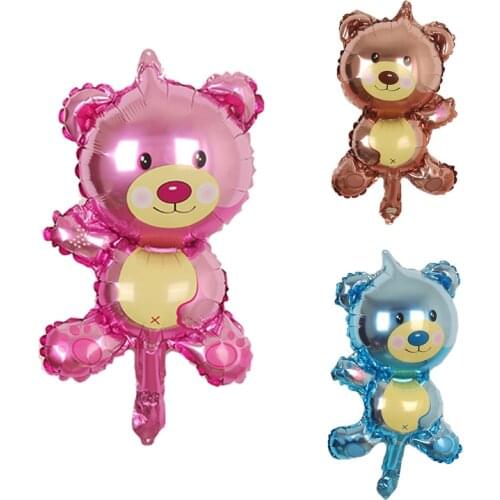 Mini Lovely Pink Blue Brown Bear Foil Balloon Birthday Party Decoration Boy Girl Childrens Toy Gift Baby Shower Supplies