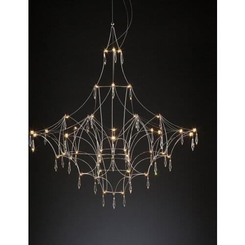 LED Postmodern Crysta Stainless Steel Golden Silver Designer Chandelier Lighting Lustre Suspension Luminaire Lampen For Foyer