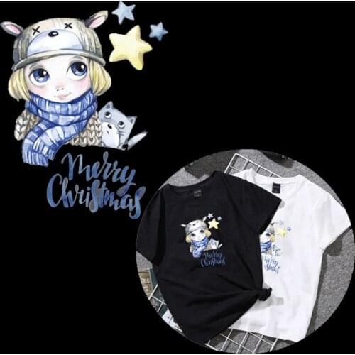 Cartoon Iron on Transfers Fashion Lovely stars Girls Patch for Clothing Badges T-shirt Diy Heat Transfers Appliques Stickers