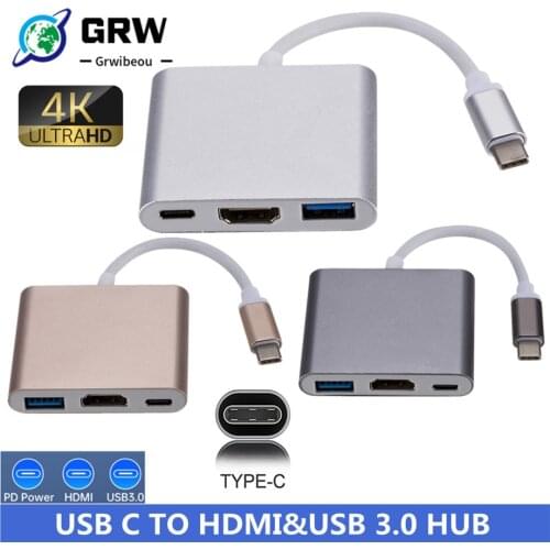 USB C HDMI Type c Hdmi mac 3.1 Converter Adapter Typec to HDMI/USB 3.0/Type-C Aluminum For Apple Macbook adapter USBC HUB