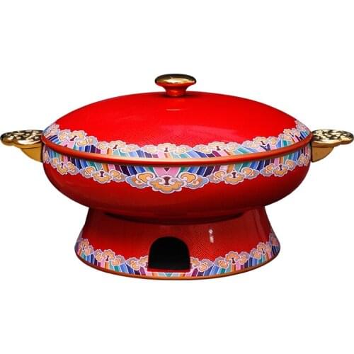 Vintage Court Style round Binaural Red Soup Poy Family Fu Soup Bowl Special Open-End Dish Tableware