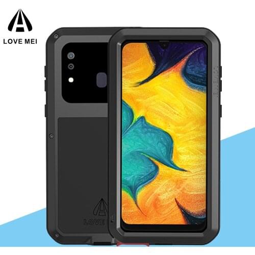 LOVE MEI Waterproof Case For Samsung Galaxy A20 Shock Water Resistant Metal Armor Cover Phone Case for Samsung Galaxy A30 Glass