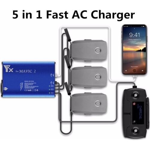 Mavic2 Pro Drone Battery Charger 5in1 Charging Hub for DJI Mavic 2 Zoom Pro Intelligent Battery Car Charging Adapter