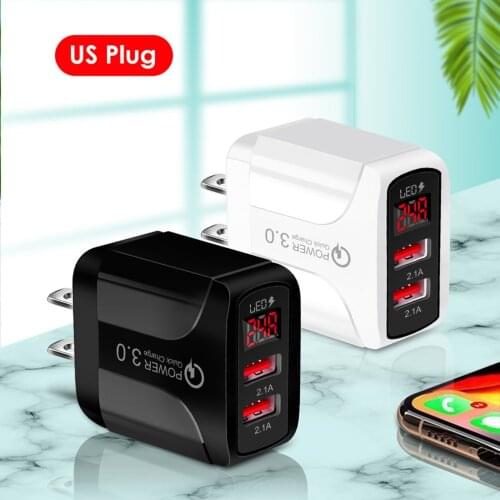 USB Charger Digital Display Fast Charging Wall Portable 2.4A For iphone 12 Pro Max 11 8 plus Huawei Mobile Phone Charger Adapter