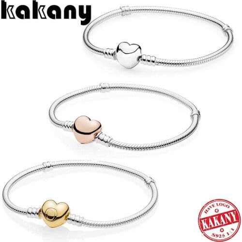 Original 1:1 High Quality 925 Sterling Silver Moments Silver Bracelet Shine Heart Bracelets Womens Pop Diy Jewelry