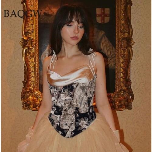 Sexy Strapless Party Club Summer Clothes for Women Print Lace Up Tank Top Backless Strapless Y2K Corset Top Female Streetwears