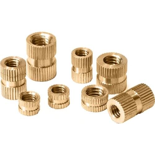 10/25/50pcs M2 M2.5 M3 M4 M5 M6 M8 M10 Solid Brass Pure Copper Metric Thread Injection Molding Knurl Insert Nut Nutsert Embedded