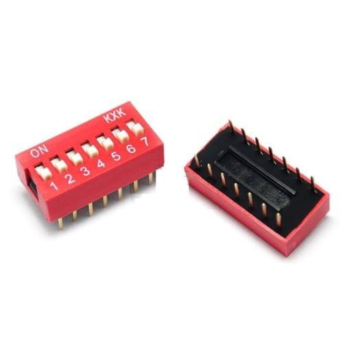 10Pcs Slide Type Switch Module 2.54mm 7-Bit 7 Position Way DIP Red Pitch