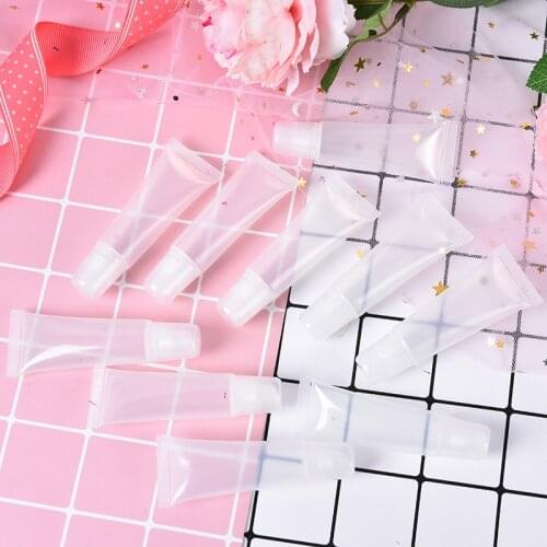 10Pcs/pack 5ml Refillable Empty Cosmetic Tubes Lip Gloss Balm Clear Cosmetic Containers Makeup Tools Wholesale