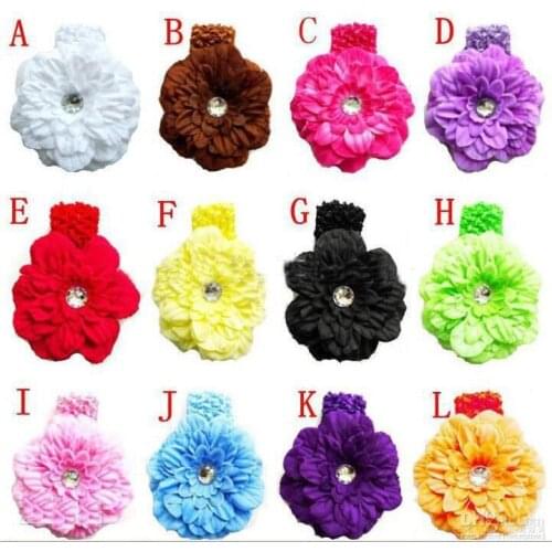 100pcs Childrens Crochet headband peony Hair clip hair barrettes peony hair bands High quality