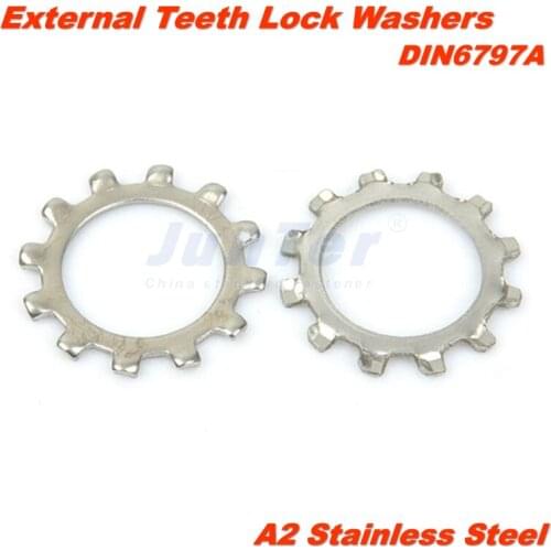 100pcs/lot M3 M4 M5 M6 M8 M10 M12 DIN6797A M5 A2 Stainless Steel External Teeth Lock Washers