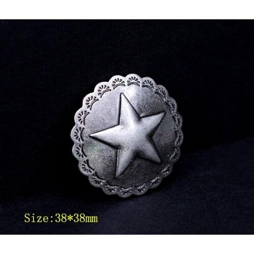 10X Vintage Silver Floral Big Texas Star LeatherCraft Saddles Conchos Screw Back