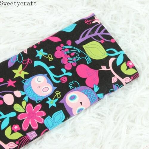 140x50cm Plain Cotton Fabric Owl Leaves Printed for DIY Sewing Patchwork textile tecido tissue baby dress bedding tecido Cloth