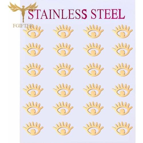 2021 Trendy Evil Eye Earrings Fashion Jewelry 12 Pairs Gold Stainless Steel Stud Earring for Women Men Jewelry Wholesale