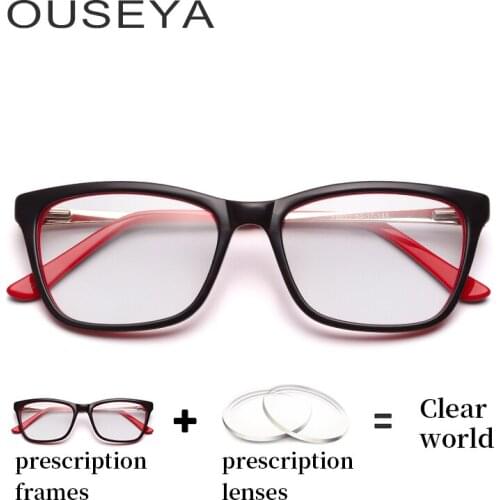 Acetate Women Fashion Optical Glasses Aspherical Lens Astigmatism Hydrophobic Transition Thin Women Myopia Eyeglasses #F8821