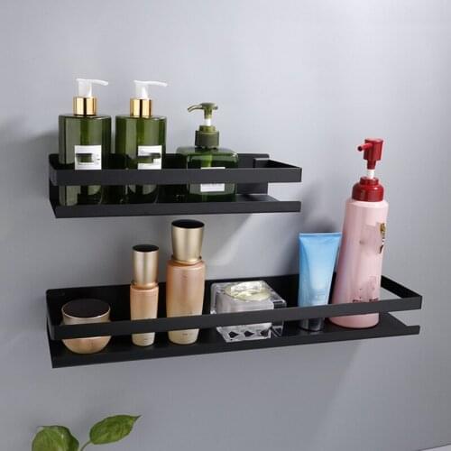 Bathroom Hradware Accessories 20-50cm Modern Matte Black Bathroom Corner Shelves Kitchen Wall Shelf
