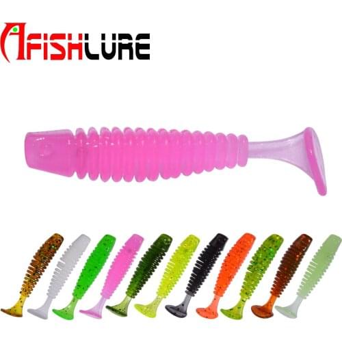 AR66 Mini T Tail soft Bait 38mm 0.8g 20pcs SwimBait Plastic Worm Fishing Lure Small T Tail Soft Bionic Bait Lure