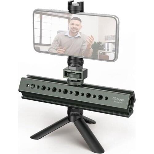 BOYA Handheld Smartphone Clamp Holder Aluminum Alloy Body Shoe Mount for Vlog Streaming Selfie LED Light Microphone Accessories