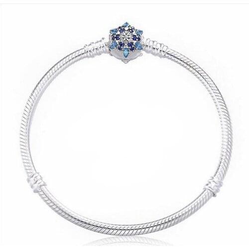 S925 Bracelet Bangle for Women Snowflake Multi-Colored Crystal & Clear CZ fit Lady Beads Charms pendants