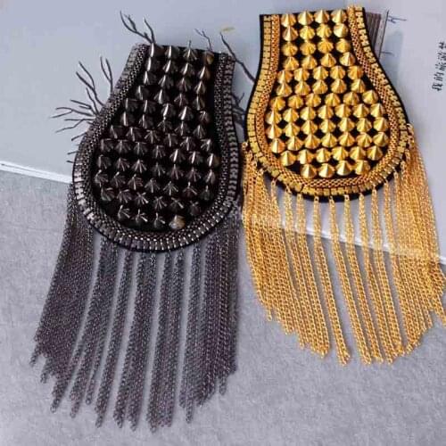 One piece breastpin tassels shoulder board mark knot Epaulet patch metal patches badges applique patch for clothing EQ-2566