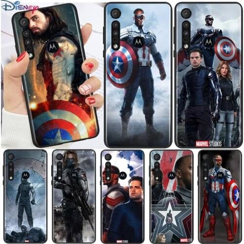 Marvel Falcon Winter Soldier For Motorola G9 G8 G Edge One E7 E6 Power Lite Marco Hyper Fusion Plus Play Black Phone Case