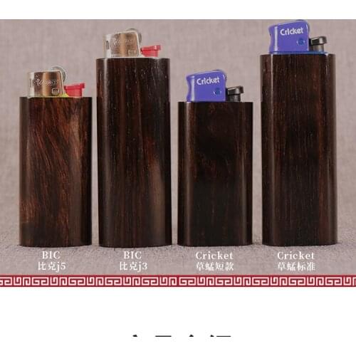 Black Ebony Wooden Shell Case For Bic J3 J5 And Cricke Disposable Lighters