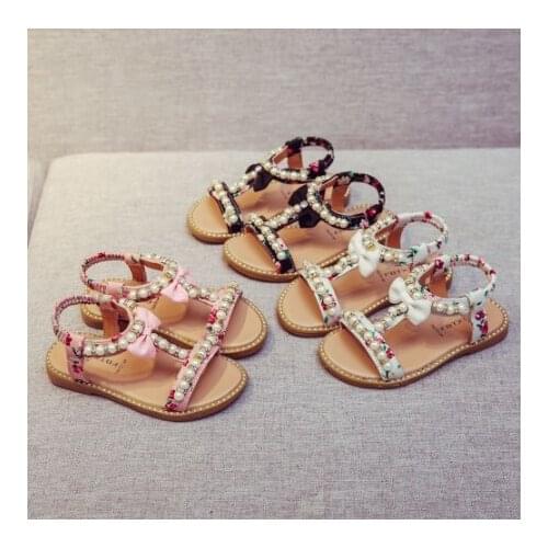 Childrens shoes summer baby girl bowknot pearl crystal Roman princess shoes zapato baby