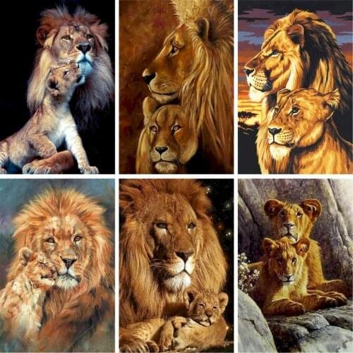GATYZTORY Diy Painting By Numbers For Adults Lion Animal Oil Paint By Numbers DIY Gift Wall-Art Modern Home DecorDrawing Craft