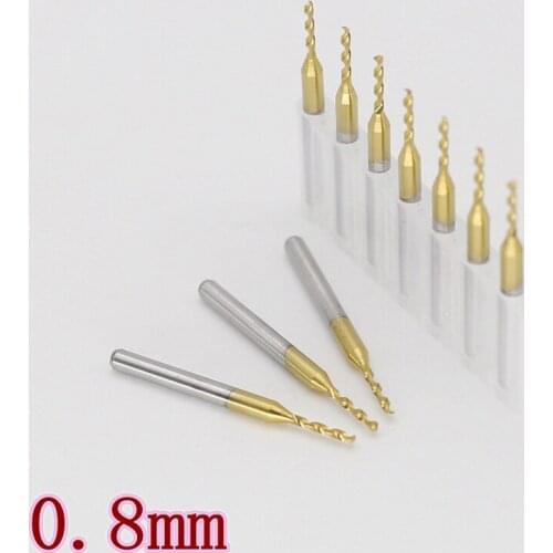 HANGXIN 0.8mm Tungsten Carbide PCB Drill 10PCS Metal Center Drill CNC Cutting Machine Metal Drilling Woodworking Tool Cutter