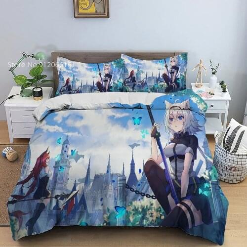 Puss Bedding Set Anime Astraea Bedding Set Duvet Cover Sexy Kawaii Girl Cat ear girl 3d Printing（No Sheet