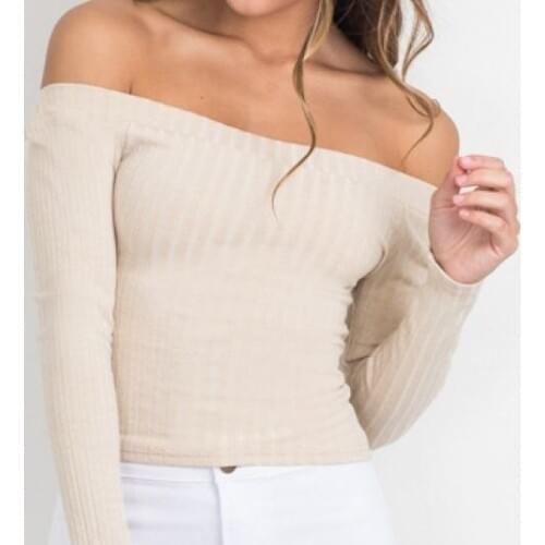 2018 New Autumn winter new sexy slash neck gets cratered long sleeve jacket