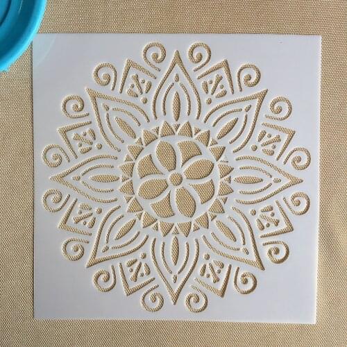 Mandala 1pc 15 * 15cm mold DIY home decoration drawing template laser cutting wall template painting tile tiles stencil