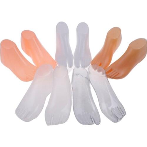 1 Pair Female Feet Mannequin Model Shoe Tree For Foot Thong Style Sandal Shoe Sock Display Nude/Clear/White