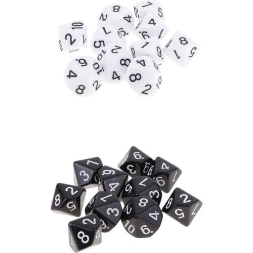 20x Acrylic Dice Set Polyhedral D10 10 Sided 16mm for DND MTG TRPG Board Game Toy Gift