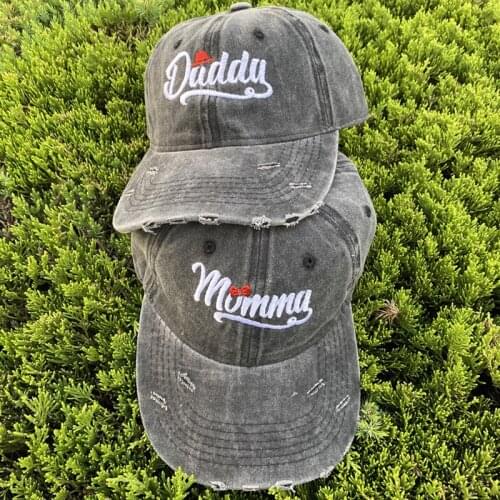 New Embroidered Dad Mom Letter Baseball Cap Ripped Hole Snapback Shading Outdoor Hats Adjustable Caps Vintage Dad Hat