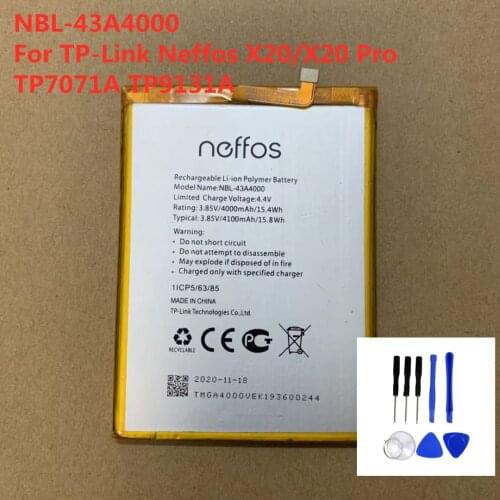 New 4100mAh NBL-43A4000 Replacement Battery For TP-Link Neffos X20/X20 Pro TP7071A TP9131A Mobile Phone Batteries
