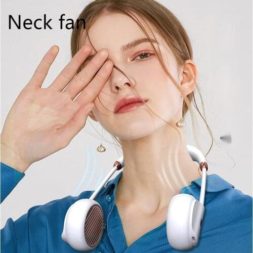 New Lazy Neck Hanging Fan Mini Outdoor Sports USB Small Fan Leafless Neck Hanging Fan