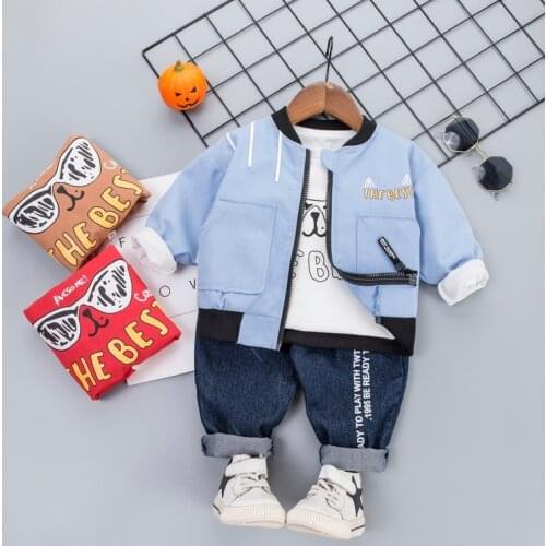 Autumn Children Clothes Baby Boys Jacket Suit T-Shirt Pants 3Pcs/sets Spring Kids Infant Clothing Toddler Sportswear 2-6 years