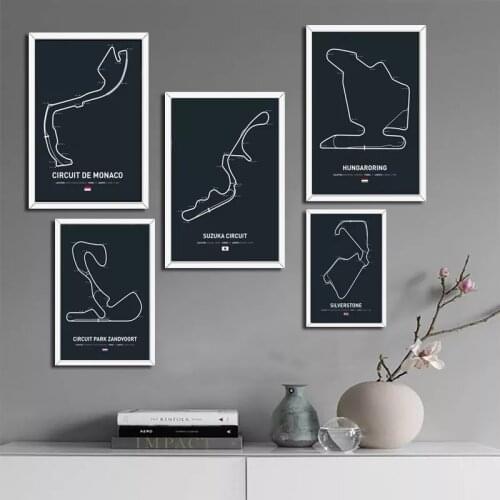 Hot Track Edition Rs Abstract F1 Race Car Circuit Poster Prints Wall Art Canvas Painting Picture Living Home Room Decor No Frame