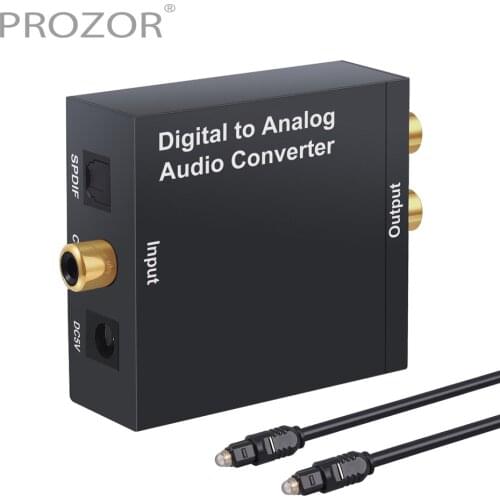 PROZOR Volume Control DAC Digital to Analog Audio Converter Coaxial Toslink to Analog Stereo L/R RCA 3.5mm Audio Adapter 192kHz