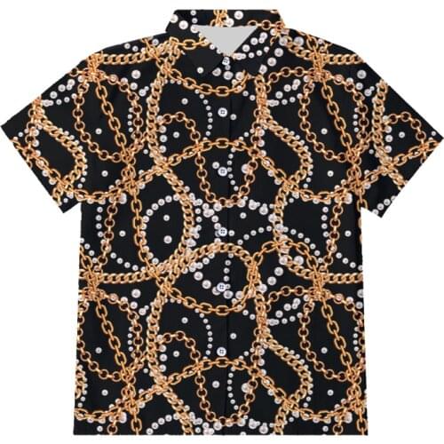New Golden Pearl Chain Shirts 3d Print For Men/women Streetwear Casual Suitable Spring Summer Cool Baroque Funny Vogue Shirt Top