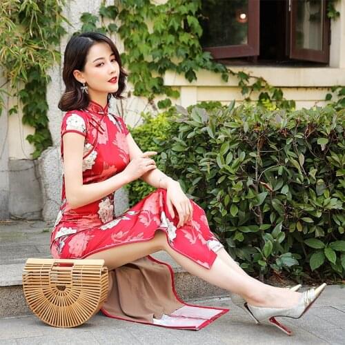 Spring And Autumn Vintage Cheongsam 2020 Fashion Daily Print Slim Short Sleeved And Long Cheongsam Dress Classic Modern Qipao